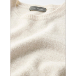 Mint Velvet Cream Fluffy Knitted T Shirt